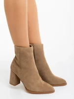 Botine dama bej din material textil Eleonora
