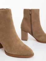 Botine dama bej din material textil Eleonora