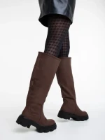 Cizme dama maro incchis din piele ecologica Mukta