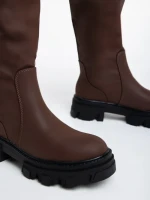 Cizme dama maro incchis din piele ecologica Mukta