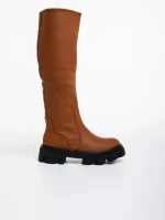 Cizme dama maro deschis din piele ecologica Mukta