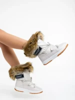 Cizme dama bej din piele ecologica si material textil Delyth