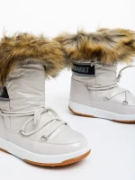 Cizme dama bej din piele ecologica si material textil Delyth