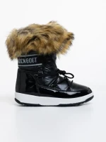 Cizme dama negre din piele ecologica si material textil Delyth