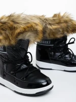 Cizme dama negre din piele ecologica si material textil Delyth