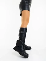 Cizme dama negre din piele ecologica Caraveni