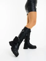 Cizme dama negre din piele ecologica Caraveni