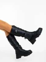 Cizme dama negre din piele ecologica Caraveni