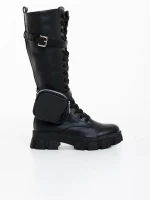 Cizme dama negre din piele ecologica Caraveni