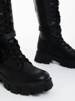 Cizme dama negre din piele ecologica Caraveni