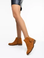 Botine dama camel din material textil Sharyl