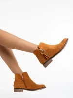 Botine dama camel din material textil Sharyl