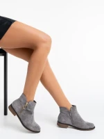 Botine dama gri din material textil Sharyl