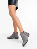 Botine dama gri din material textil Sharyl