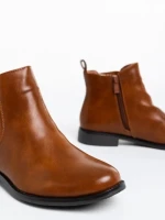 Botine dama camel din piele ecologica Sandie