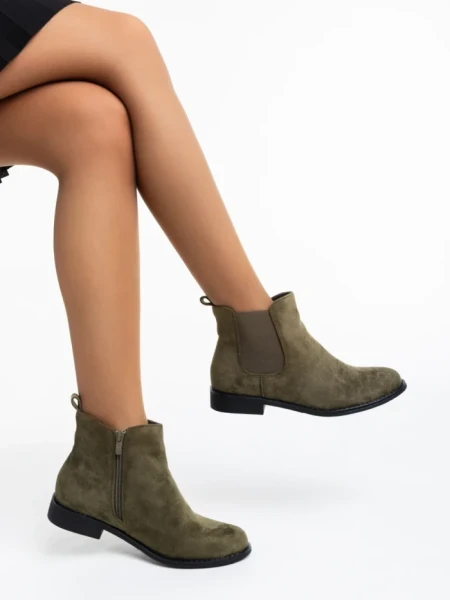 Botine dama verzi din material textil Sauda