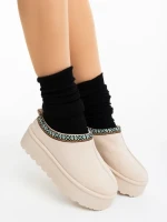 Papuci dama bej deschis  din material textil  Valtera