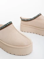 Papuci dama bej deschis  din material textil  Valtera