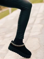 Papuci dama negri din material textil  Valtera