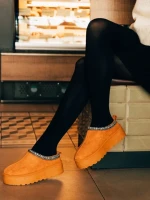 Papuci dama camel din material textil  Valtera