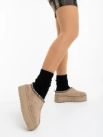 Papuci dama bej inchis  din material textil  Valtera