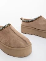 Papuci dama bej inchis  din material textil  Valtera