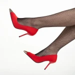 Pantofi dama rosu din material textil cu toc Melany