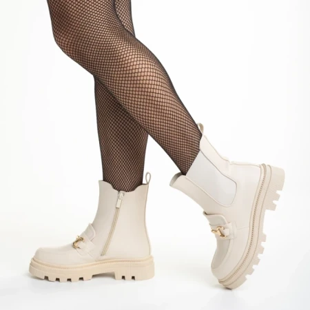 Botine dama bej din piele ecologica Patrisha