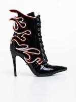 Botine dama negre din piele ecologica lacuita Penda