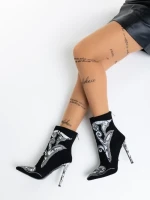 Botine dama negre din material textil Farrin