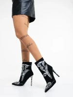 Botine dama negre din material textil Farrin