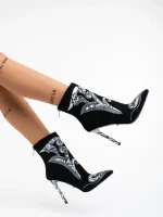 Botine dama negre din material textil Farrin