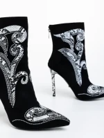 Botine dama negre din material textil Farrin
