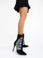 Botine dama negre din material textil Embla