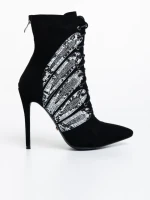 Botine dama negre din material textil Embla