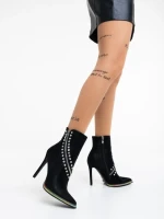 Botine dama negre din material textil Aquanetta