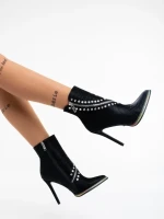 Botine dama negre din material textil Aquanetta