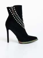 Botine dama negre din material textil Aquanetta