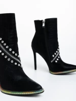 Botine dama negre din material textil Aquanetta