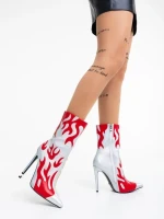 Botine dama argintii din piele ecologica Sebille