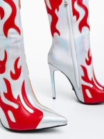 Botine dama argintii din piele ecologica Sebille