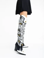 Cizme dama negre cu alb din piele ecologica Miette