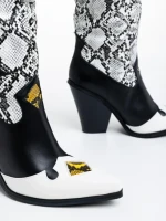 Cizme dama negre cu alb din piele ecologica Miette