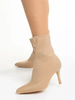 Botine dama bej din material textil Rasheda