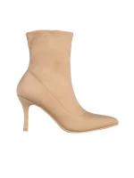 Botine dama bej din material textil Rasheda