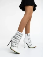 Botine dama albe din piele ecologica Totie