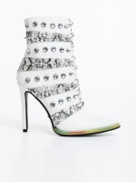 Botine dama albe din piele ecologica Totie