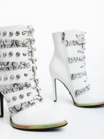 Botine dama albe din piele ecologica Totie