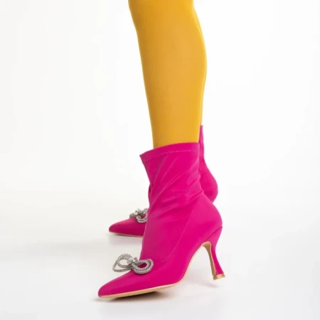 Botine dama fucsia din material textil Rajah