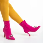 Botine dama fucsia din material textil Rajah
